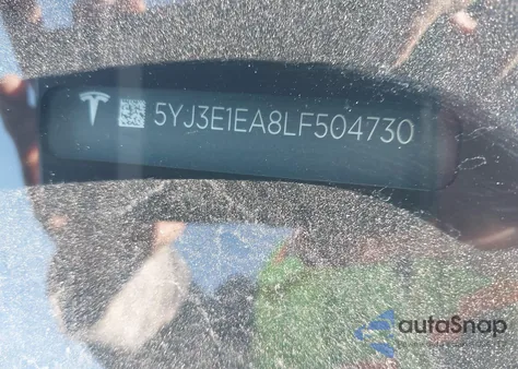 2020 Tesla Model 3 Standard Range Plus Rear-Wheel Drive/Standard Range Rear-Wheel Drive z USA, uszkodzony, nr VIN 5YJ3E1EA8LF504730